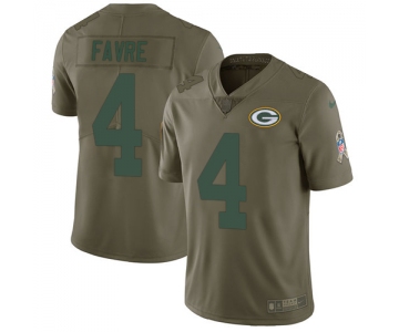 Nike Green Bay Packers #4 Brett Favre Olive Men's Stitched NFL Limited 2017 Salute To Service Jersey
