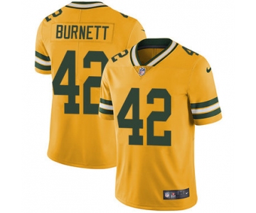 Nike Green Bay Packers #42 Morgan Burnett Yellow Men's Stitched NFL Limited Rush Jersey