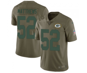 Nike Green Bay Packers #52 Clay Matthews Olive Men's Stitched NFL Limited 2017 Salute To Service Jersey