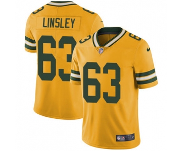 Nike Green Bay Packers #63 Corey Linsley Yellow Men's Stitched NFL Limited Rush Jersey