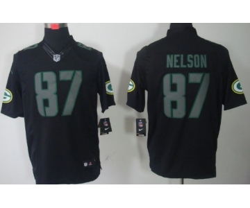 Nike Green Bay Packers #87 Jordy Nelson Black Impact Limited Jersey