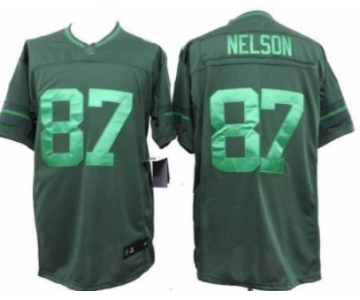 Nike Green Bay Packers #87 Jordy Nelson Drenched Limited Green Jersey