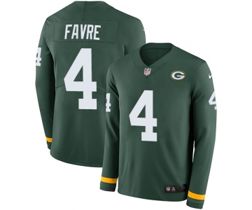 Nike Packers 4 Brett Favre Green Team Color Men's Stitched NFL Limited Therma Long Sleeve Jersey