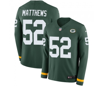 Nike Packers 52 Clay Matthews Green Team Color Men's Stitched NFL Limited Therma Long Sleeve Jersey