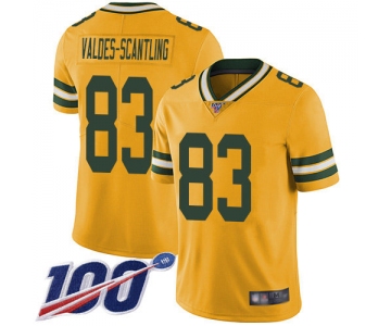 Nike Packers #83 Marquez Valdes-Scantling Yellow Men's Stitched NFL Limited Rush 100th Season Jersey