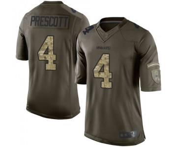 Cowboys #4 Dak Prescott Green Men's Stitched Football Limited 2015 Salute to Service Jersey