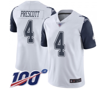 Cowboys #4 Dak Prescott White Men's Stitched Football Limited Rush 100th Season Jersey