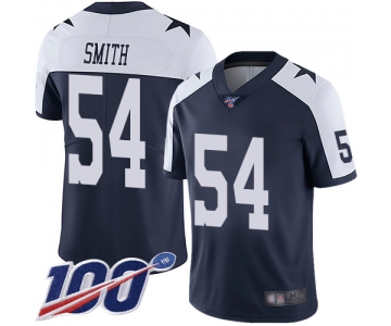 Cowboys #54 Jaylon Smith Navy Blue Thanksgiving Men's Stitched Football 100th Season Vapor Throwback Limited Jersey