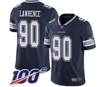 Cowboys #90 Demarcus Lawrence Navy Blue Team Color Men's Stitched Football 100th Season Vapor Limited Jersey