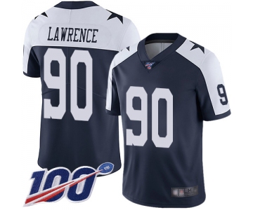 Cowboys #90 Demarcus Lawrence Navy Blue Thanksgiving Men's Stitched Football 100th Season Vapor Throwback Limited Jersey