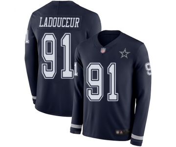 Dallas Cowboys #91 L. P. Ladouceur Men's Navy Blue Limited Therma Long Sleeve Football Jersey