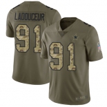 Dallas Cowboys #91 L. P. Ladouceur Men's Olive Camo Limited 2017 Salute to Service Football Jersey