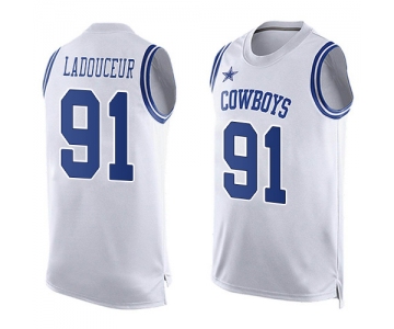 Dallas Cowboys #91 L. P. Ladouceur Men's White Limited Player Name & Number Tank Top Football Jersey