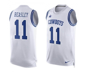 Men's Dallas Cowboys #11 Cole Beasley White Hot Pressing Player Name & Number Nike NFL Tank Top