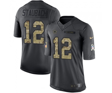 Men's Dallas Cowboys #12 Roger Staubach Black Anthracite 2016 Salute To Service Stitched NFL Nike Limited Jersey