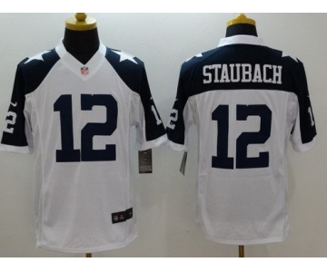 Men's Dallas Cowboys #12 Roger Staubach White Thanksgiving Retired Player NFL Nike Limited Jersey