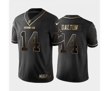 Men's Dallas Cowboys #14 Andy Dalton Golden Black Jersey