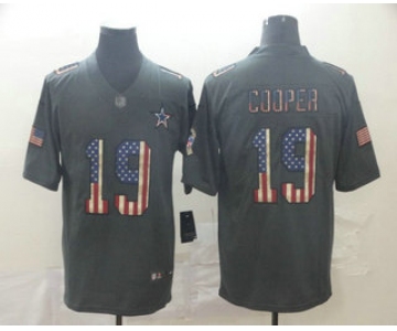 Men's Dallas Cowboys #19 Amari Cooper 2019 Black Salute To Service USA Flag Fashion Limited Jersey