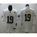 Men's Dallas Cowboys #19 Amari Cooper White 60th Patch Golden Edition Stitched NFL Nike Limited Jersey