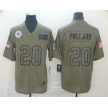 Men's Dallas Cowboys #20 Tony Pollard NEW Olive 2019 Salute To Service Stitched NFL Nike Limited Jersey