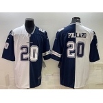 Men's Dallas Cowboys #20 Tony Pollard Navy White Split Vapor Untouchable Limited Stitched Jersey