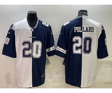 Men's Dallas Cowboys #20 Tony Pollard Navy White Split Vapor Untouchable Limited Stitched Jersey