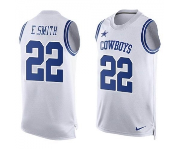 Men's Dallas Cowboys 22 E.Smith Nike White Printed Player Name & Number Tank Top