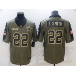 Men's Dallas Cowboys #22 Emmitt Smith Nike Olive 2021 Salute To Service Retired Player Limited Jersey