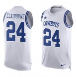 Men's Dallas Cowboys #24 Morris Claiborne White Hot Pressing Player Name & Number Nike NFL Tank Top