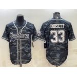 Men's Dallas Cowboys #33 Tony Dorsett Grey Camo With Patch Cool Base Stitched Baseball Jersey