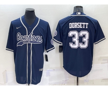 Men's Dallas Cowboys #33 Tony Dorsett Navy Blue Stitched Cool Base Nike Baseball Jersey