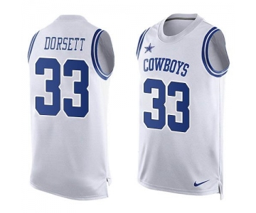 Men's Dallas Cowboys 33 Tony Dorsett Nike White Printed Player Name & Number Tank Top