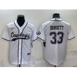 Men's Dallas Cowboys #33 Tony Dorsett White Stitched Cool Base Nike Baseball Jersey