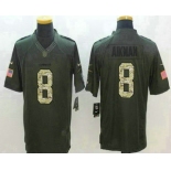 Men's Dallas Cowboys #8 Troy Aikman Green Salute To Service Stitched NFL Nike Limited Jersey