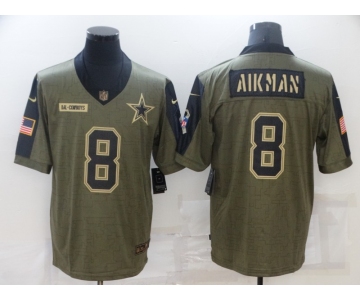 Men's Dallas Cowboys #8 Troy Aikman Nike Olive 2021 Salute To Service Retired Player Limited Jersey