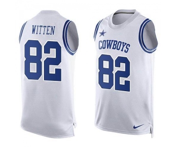 Men's Dallas Cowboys 82 Jason Witten Nike White Printed Player Name & Number Tank Top