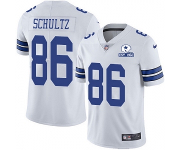 Men's Dallas Cowboys #86 Dalton Schultz White With Est 1960 Patch Limited Stitched NFL Jersey