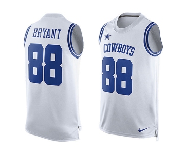 Men's Dallas Cowboys #88 Dez Bryant White Hot Pressing Player Name & Number Nike NFL Tank Top