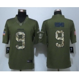 Men's Dallas Cowboys #9 Tony Romo Navy Green Salute To Service 2015 NFL Nike Limited Jersey