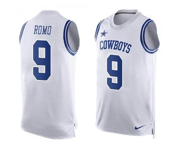 Men's Dallas Cowboys 9 Tony Romo Nike White Printed Player Name & Number Tank Top