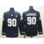 Men's Dallas Cowboys #90 Demarcus Lawrence Navy Therma Long Sleeve Limited Jersey