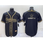 Men's Dallas Cowboys Black Gold Team Big Logo With Patch Cool Base Stitched Baseball Jersey