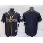 Men's Dallas Cowboys Black Gold With Patch Cool Base Stitched Baseball Jersey