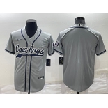 Men's Dallas Cowboys Blank Grey Stitched MLB Cool Base Nike Baseball Jersey