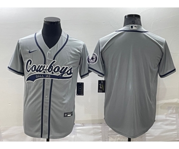 Men's Dallas Cowboys Blank Grey Stitched MLB Cool Base Nike Baseball Jersey