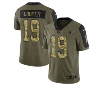 Men's Olive Dallas Cowboys #19 Amari Cooper 2021 Camo Salute To Service Limited Stitched Jersey