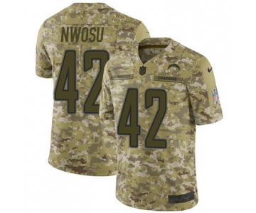 Nike Chargers #42 Uchenna Nwosu Camo Men's Stitched NFL Limited 2018 Salute To Service Jersey