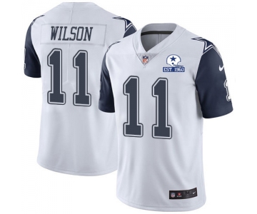 Nike Cowboys #11 Cedrick Wilson White Men's Stitched With Established In 1960 Patch NFL Limited Rush Jersey