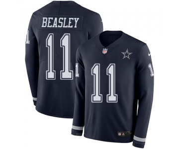 Nike Cowboys 11 Cole Beasley Navy Blue Team Color Men's Stitched NFL Limited Therma Long Sleeve Jersey