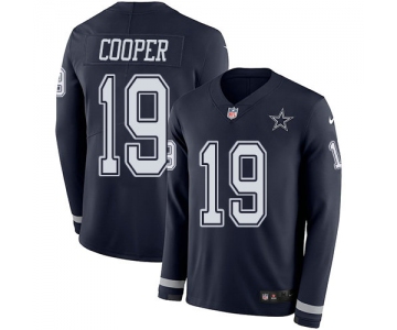 Nike Cowboys 19 Amari Cooper Navy Blue Team Color Men's Stitched NFL Limited Therma Long Sleeve Jersey